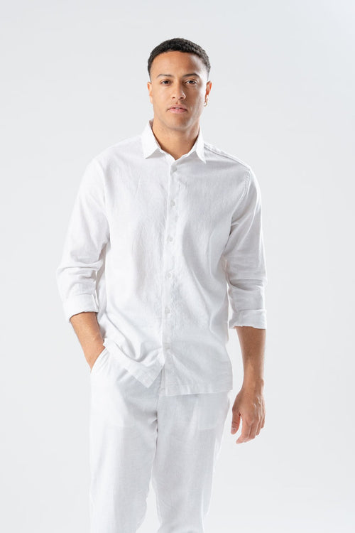 Linen Shirt - White - TeeShoppen Group™ - Formal Shirts & Blouses - TeeShoppen