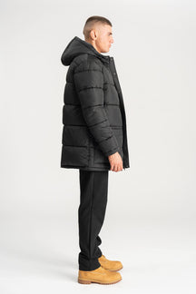 Long Puffer Jacket - Black