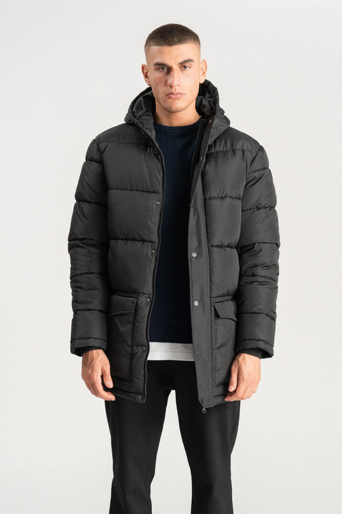 Long Puffer Jacket - Black - TeeShoppen Group™