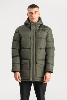 Long Puffer Jacket - Olive