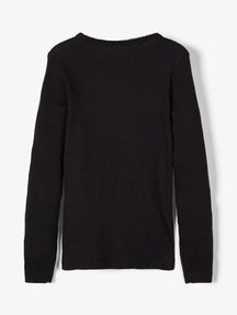 Long-sleeved Pointelle T-shirt - Black