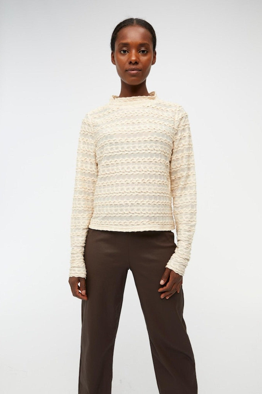 Runa Langærmet Bluse - Sandshell