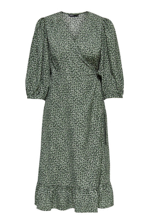Olivia 3/4 Wrap Midi Dress - Balsam Green