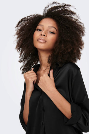 Victoria Satin Dress - Nero