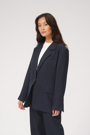 Blazer di grandi dimensioni - Pinstripe blu scuro