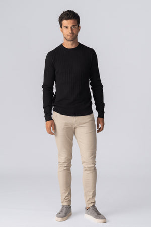 Pullover in maglia a cavi - Nero