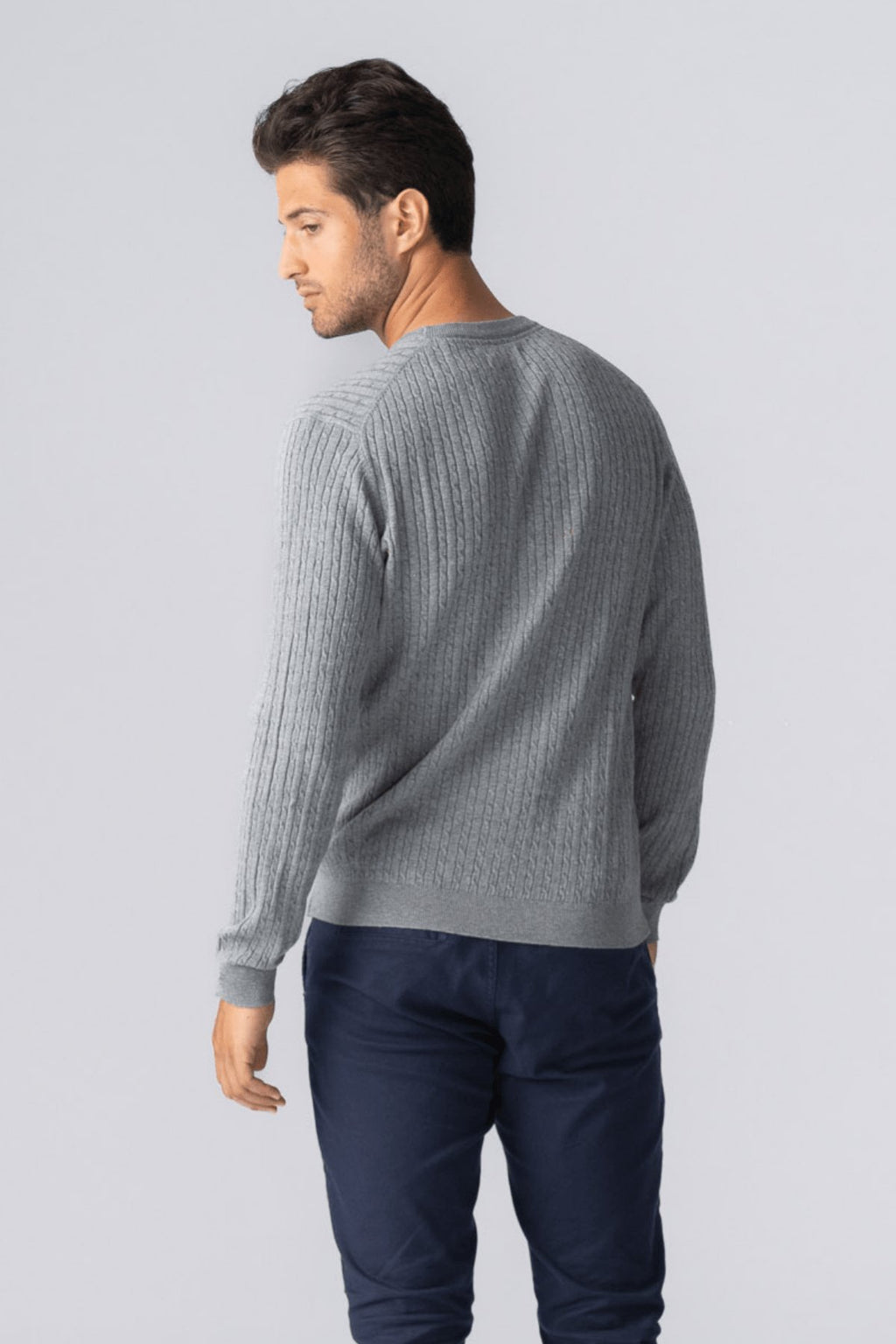 Pullover in maglia a cavi - Grigio Melange