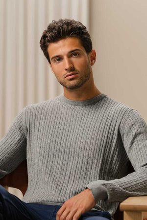 Pullover in maglia a cavi - Grigio Melange