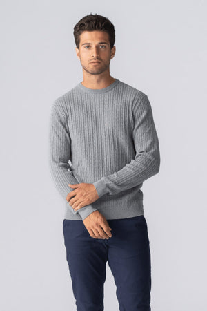 Pullover in maglia a cavi - Grigio Melange