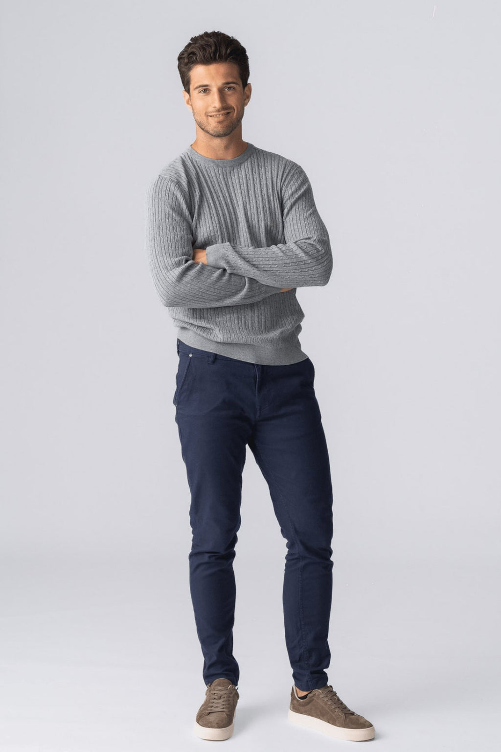 Pullover Cable Knit - Gray Melange