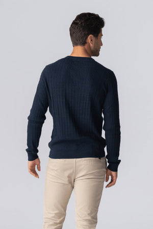 Pullover in maglia a cavi - Navy