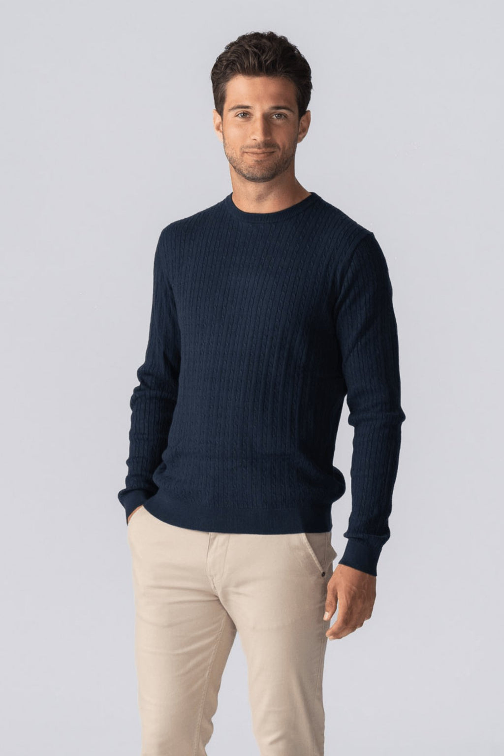 Pullover in maglia a cavi - Navy