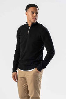 Pullover con mezza zip - Nero