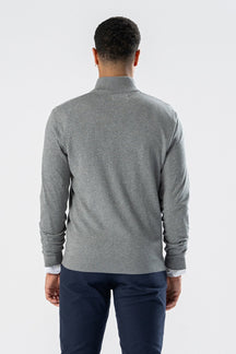 Pullover con mezza zip - Grigio Melange