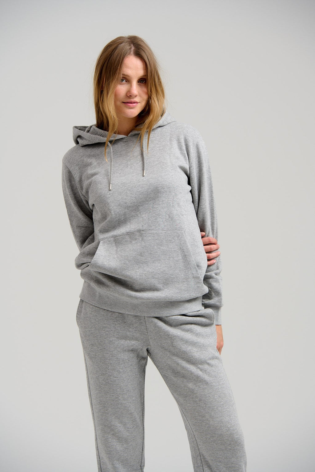 Sweat di base con cappuccio - Melange grigio chiaro