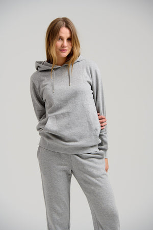 Sweat di base con cappuccio - Melange grigio chiaro