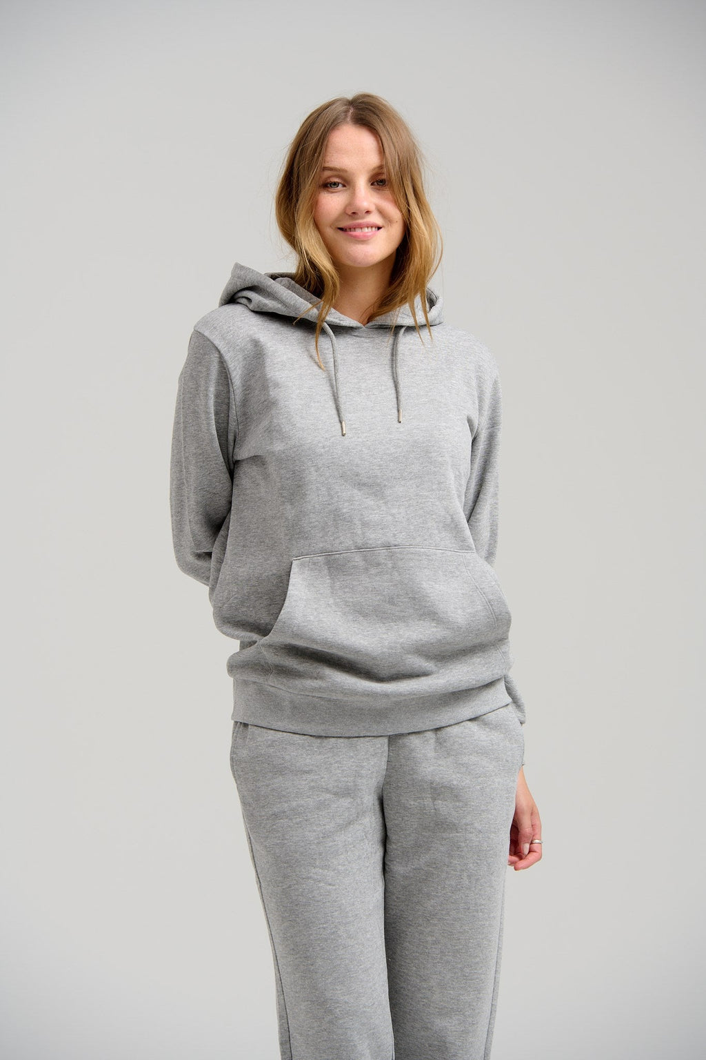 Sweat di base con cappuccio - Melange grigio chiaro