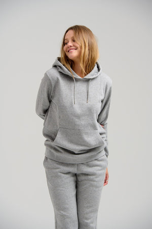 Sweat di base con cappuccio - Melange grigio chiaro