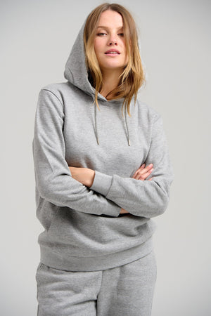 Sweat di base con cappuccio - Melange grigio chiaro