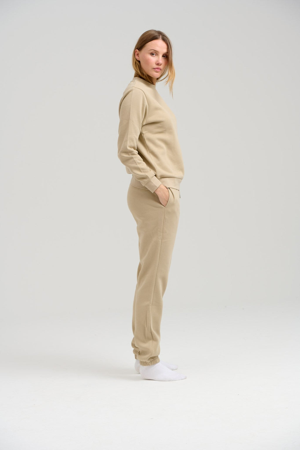 SUDECCHE CREWNECK DI BASIC - beige scuro