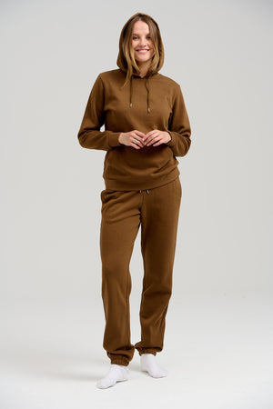 Sweat di base con cappuccio - Brown