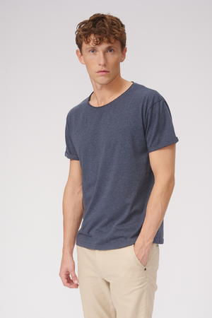 T -shirt a collo crudo - blu chiazzato