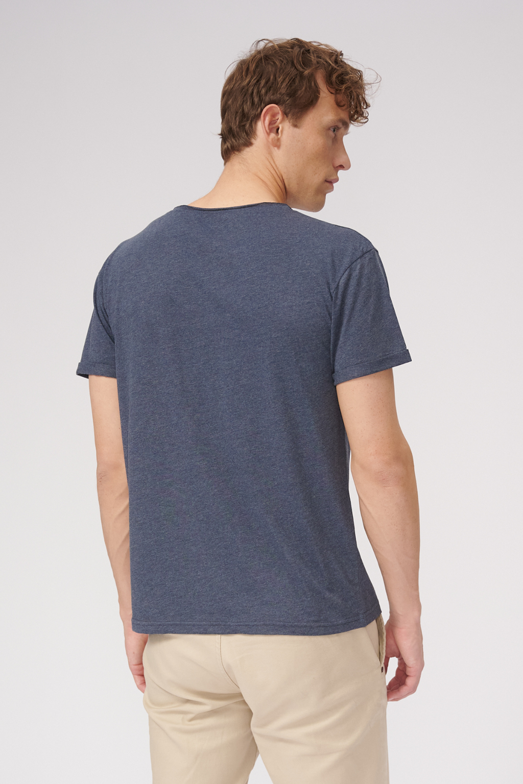 T-shirt con collo profondo - Blu screziato