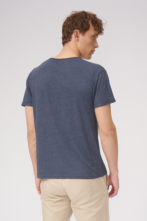 T-shirt con collo profondo - Blu screziato