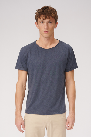 T -shirt a collo crudo - blu chiazzato