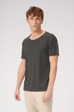 T -shirt a collo crudo - grigio scuro