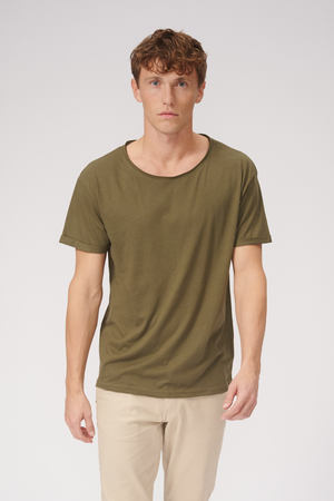 T -shirt a collo crudo - verde oliva