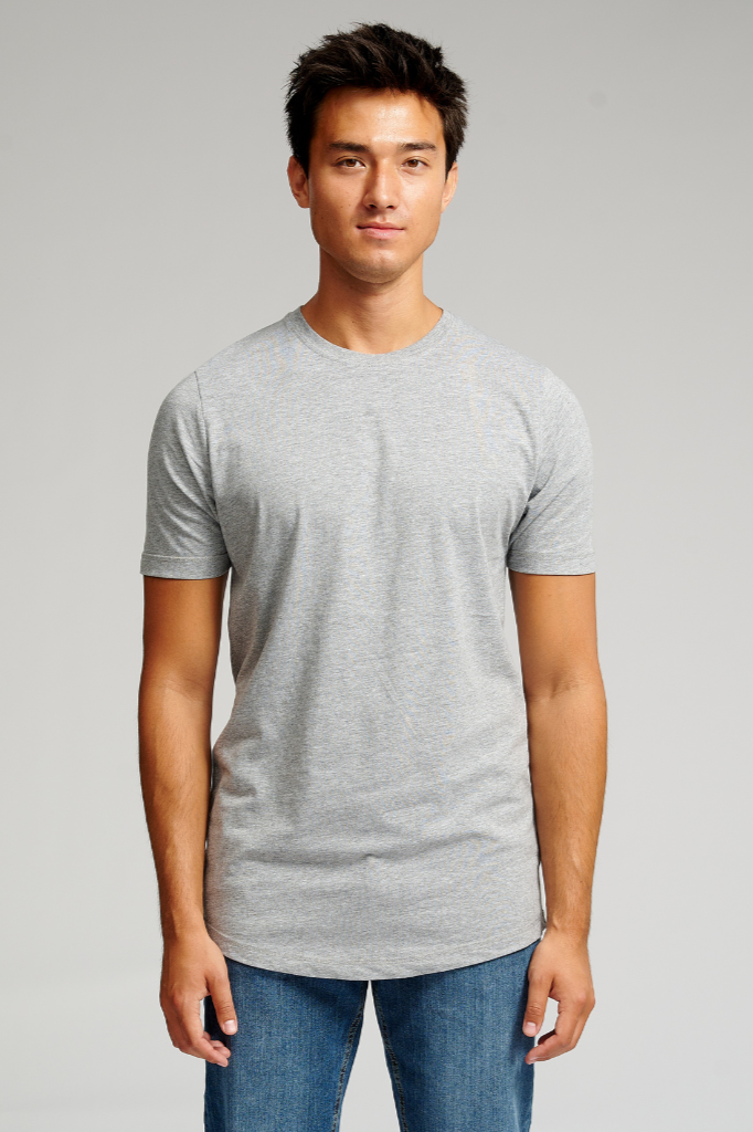 T -shirt lunga - melange grigio