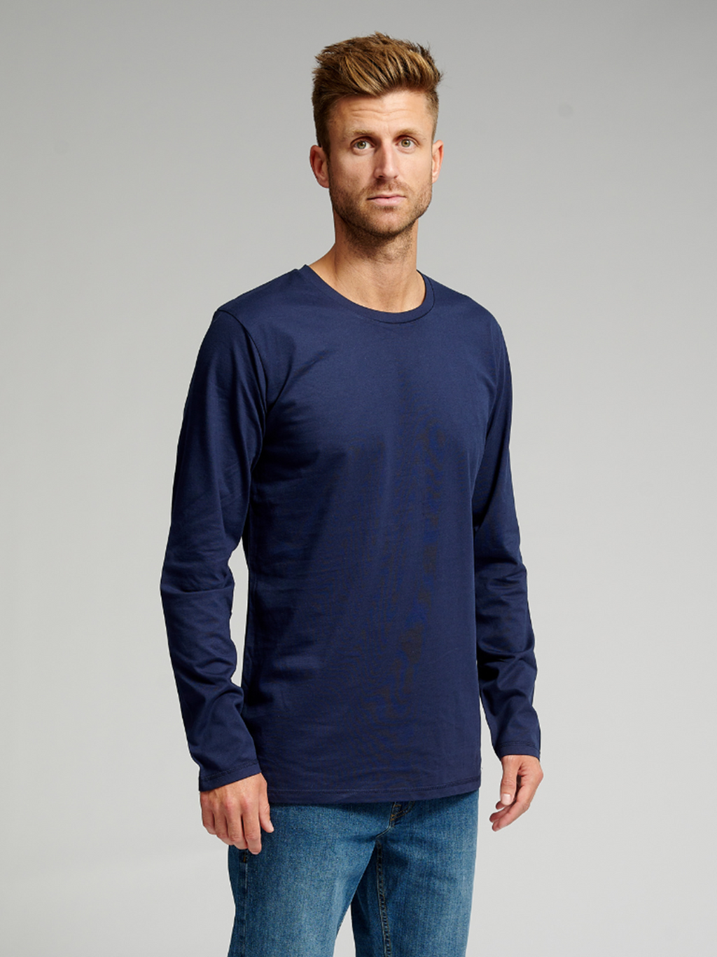 T-shirt di base a maniche lunghe-Navy