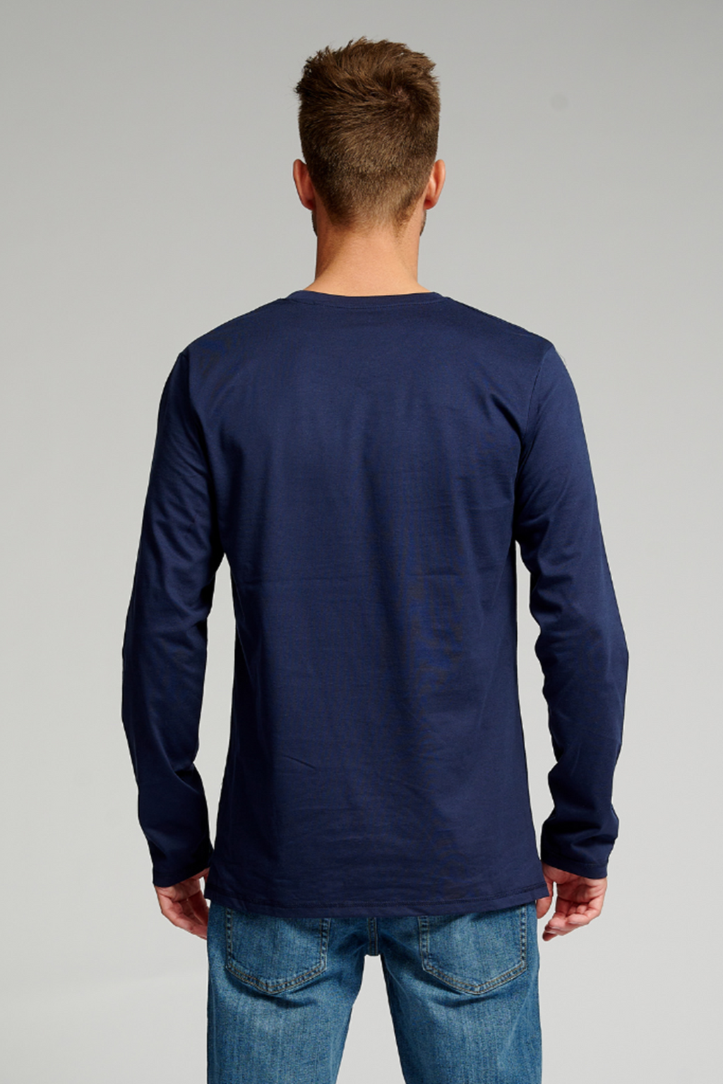 T-shirt di base a maniche lunghe-Navy