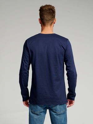 T-shirt di base a maniche lunghe-Navy