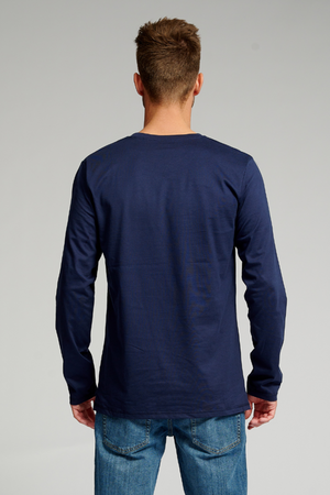 T-shirt di base a maniche lunghe-Navy
