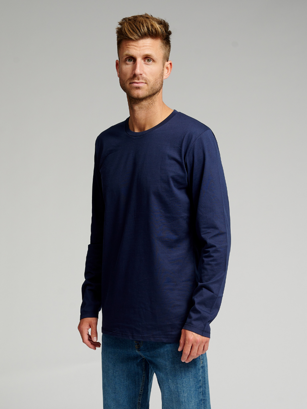 T-shirt di base a maniche lunghe-Navy