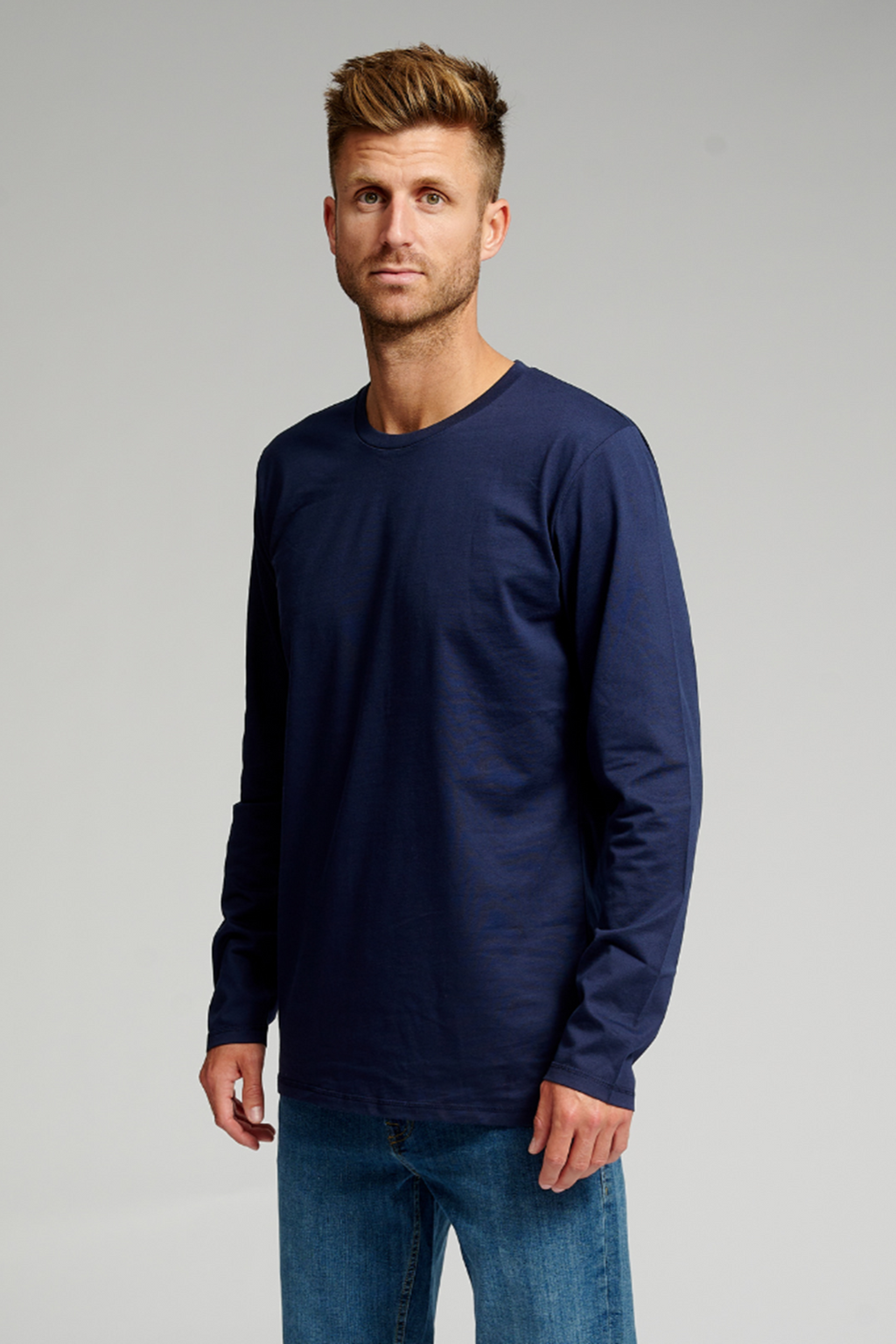 T-shirt di base a maniche lunghe-Navy