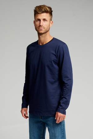 T-shirt di base a maniche lunghe-Navy