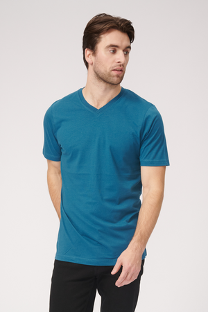 T -shirt Vneck di base - Blu petrolifera