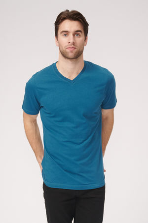 T -shirt Vneck di base - Blu petrolifera