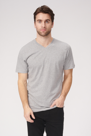 T -shirt Vneck di base - Oxford Gray