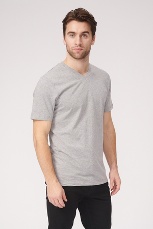 T -shirt Vneck di base - Oxford Gray