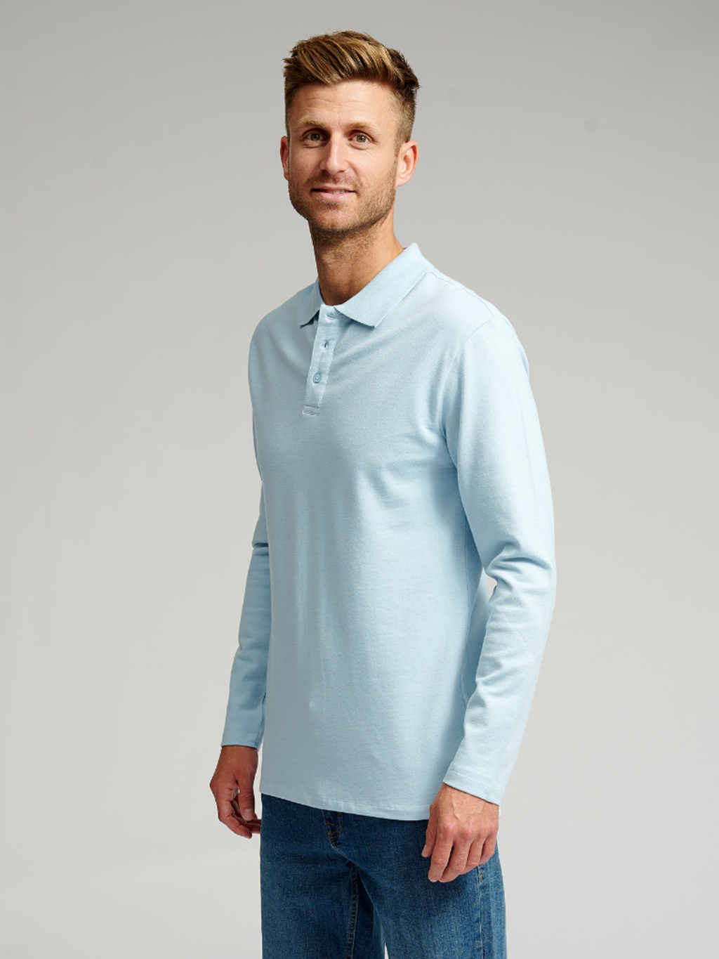 Polo a maniche lunghe muscolari - azzurro