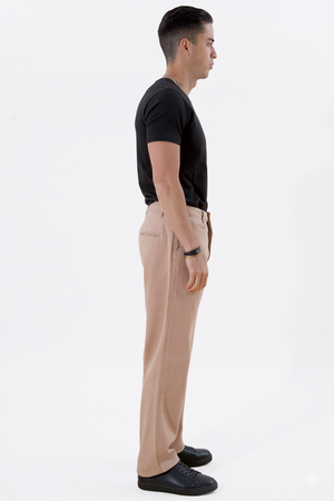 Chino dritto in cotone - Beige