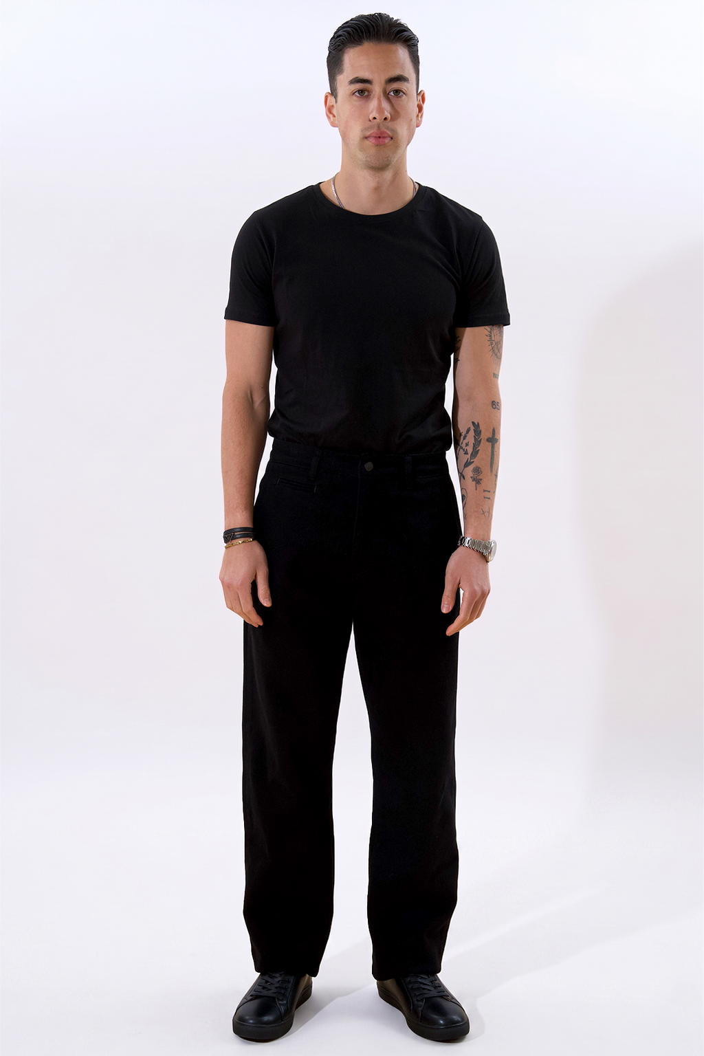 Chino dritto in cotone - Nero