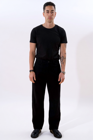 Chino dritto in cotone - Nero