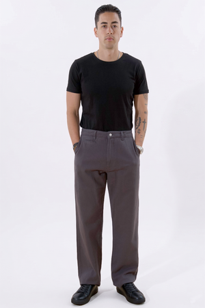 Chino dritto in cotone - Grigio