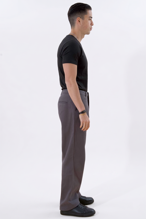 Chino dritto in cotone - Grigio