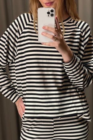 Stripped Long Sleeve Regular Fit - Black